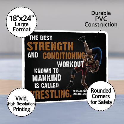 Wrestling Motivational Wall Signs – Set of 7 Large 18"x24" PVC Posters with Inspiring Quotes from Dan Gable & Cael Sanderson – Durable Wrestling Room, Gym, or Locker Room Décor
