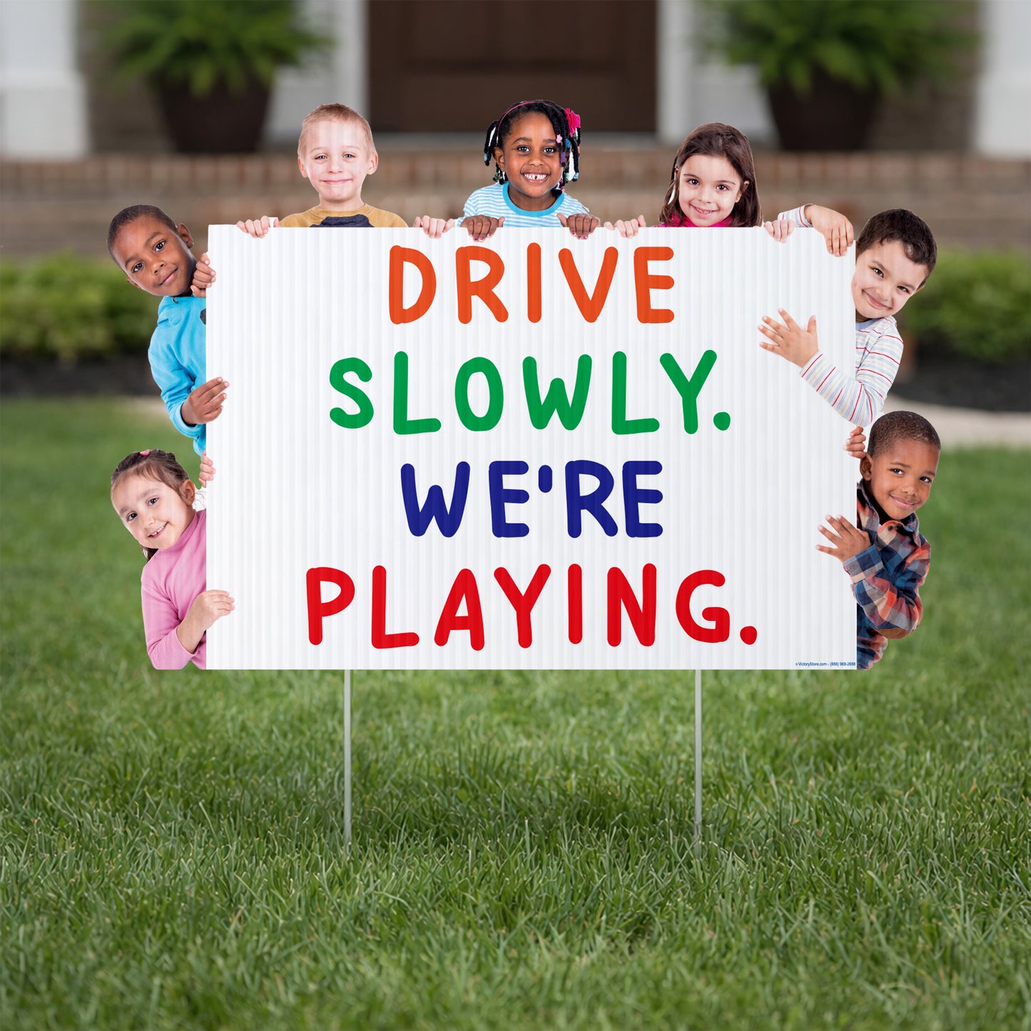 16"x23" Childcare Yard Sign, Drive Slowly We're Playing