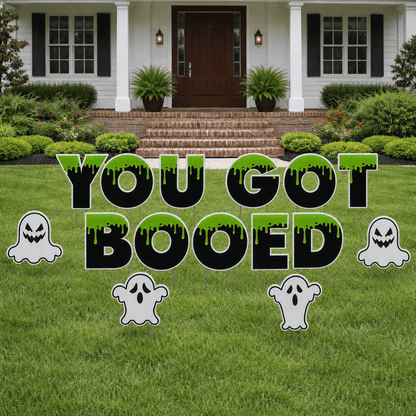 You Got Booed Halloween Yard Letters – 15-Piece Outdoor Lawn Sign Set with Ghosts & Stakes