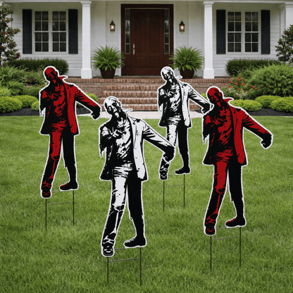 Zombie Halloween Yard Decorations – 4-Piece 46" Outdoor Lawn Sign Set with Stakes