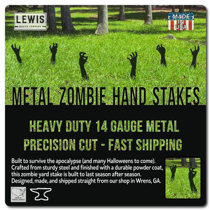 Zombie Hands Metal Yard Stakes | Halloween Lawn Decor Set