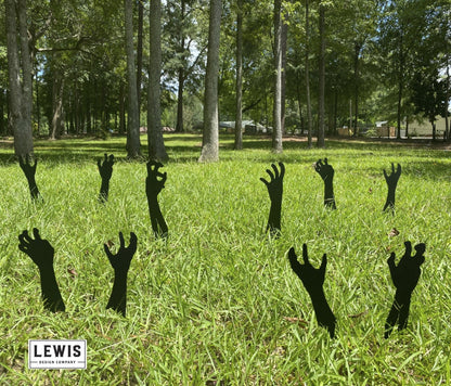 Zombie Hands Metal Yard Stakes | Halloween Lawn Decor Set