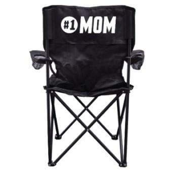#1 Mom Black Folding Camping Chair with Carry Bag