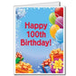3' Stock Design Giant 100th Birthday Card w/Envelope - Presents and Balloons