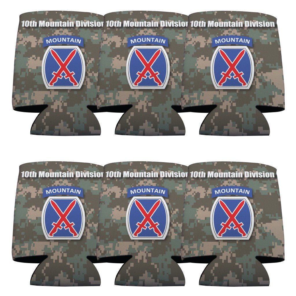 Military 10th Mountain Division Can Cooler Set of 6 - 6 Designs - FREE SHIPPING