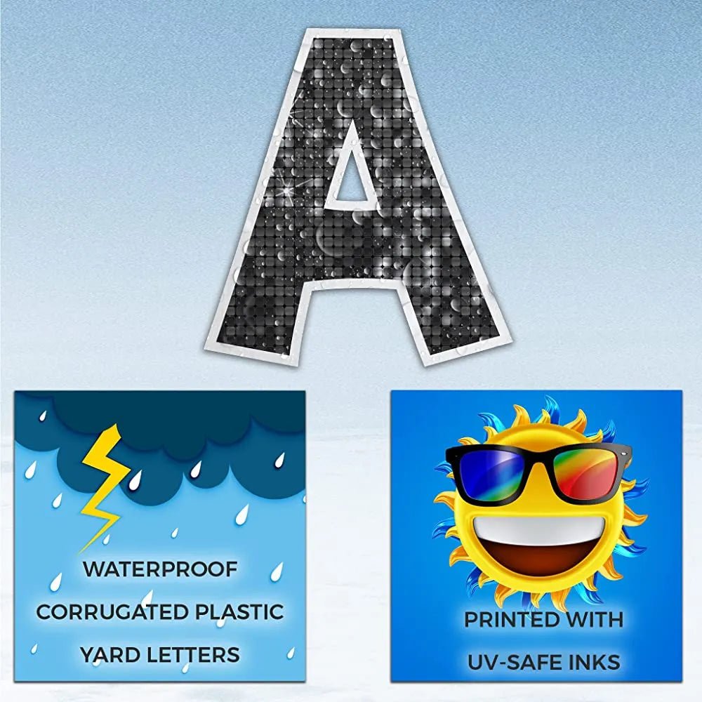 18" Alphabet Yard Card Letters | KG Font | Disco Sparkle | 26 pc Set