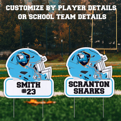 custom team football helmets Football Helmet Shaped Yard Sign
