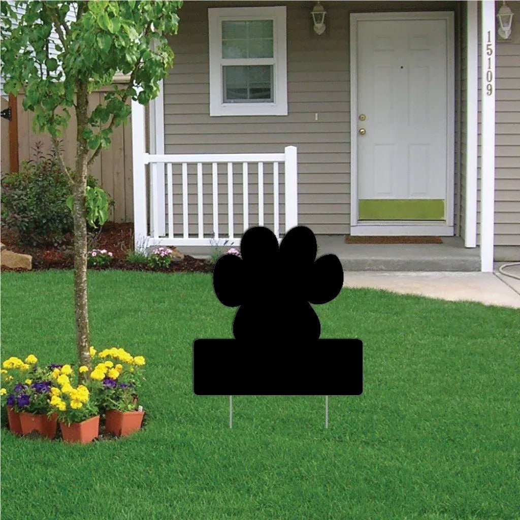 22" Pawprint with Rectangle Corrugated Plastic Yard Sign Blank