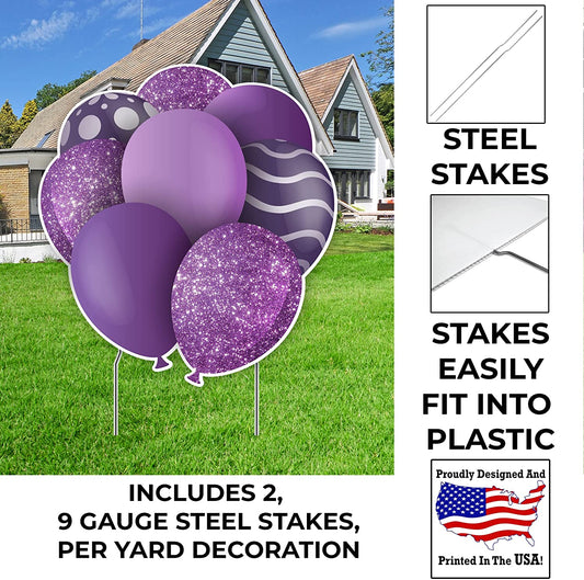 23.5" Purple Balloon Bouquets EZ Filler Yard Cards Set