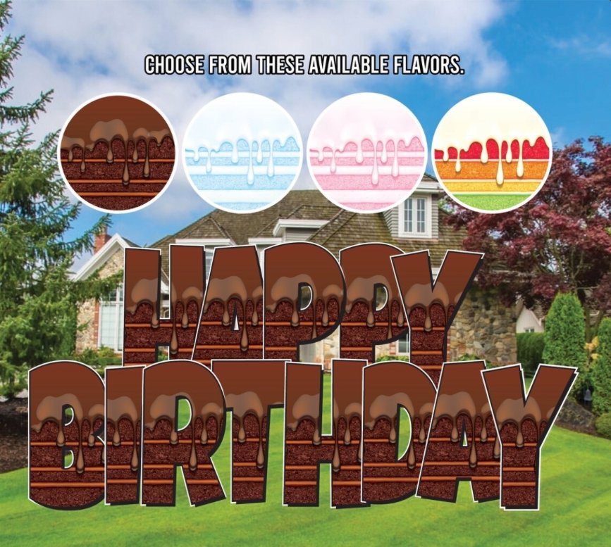 24" Luckiest Guy Happy Birthday Cake Yard Letters Quick Set, 5 pcs
