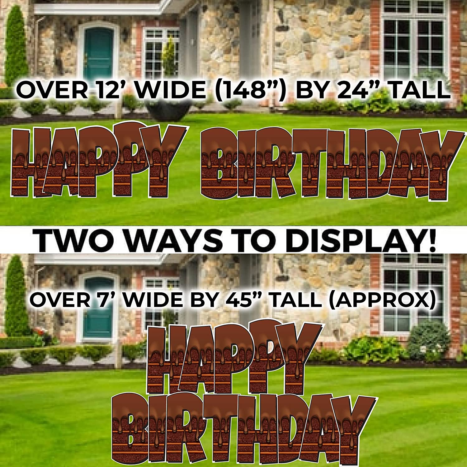 24" Luckiest Guy Happy Birthday Chocolate Cake Yard Letters Quick Set, 5 Pieces