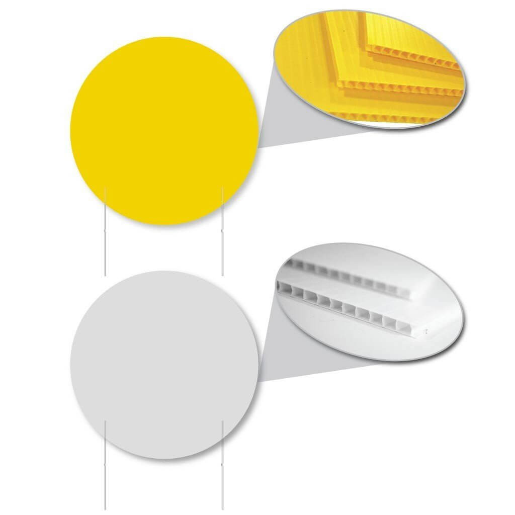 Round 4mm Corrugated Plastic Yard Sign Blank - White or Yellow