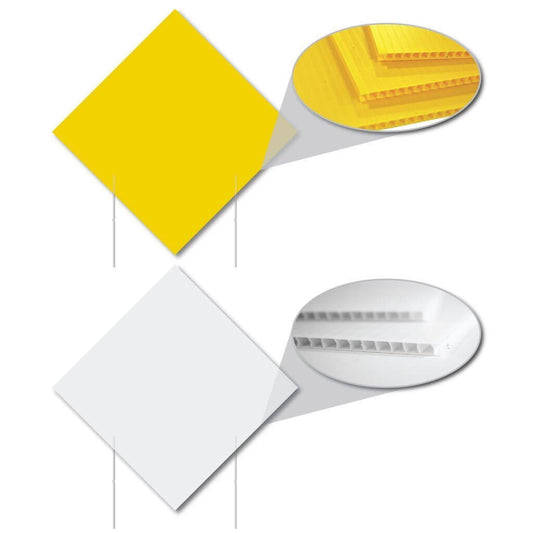Diamond 4mm Corrugated Plastic Blank Yard Sign - White or Yellow