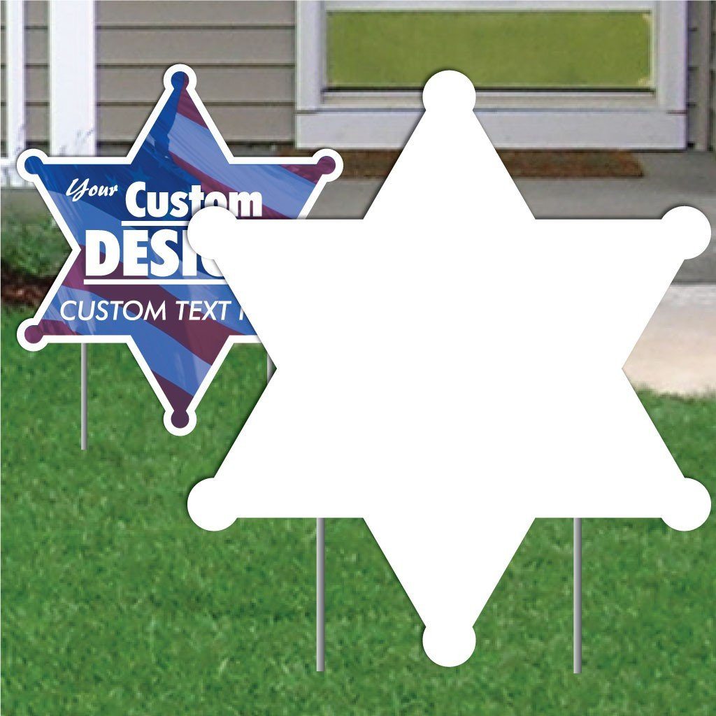 Sheriff Star 4mm Corrugated Plastic Yard Sign Blank - White or Yellow
