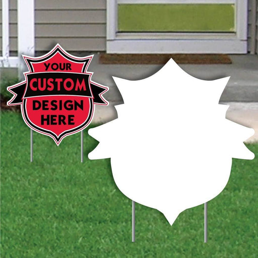 Shield with Banner Corrugated Plastic Yard Sign Blank