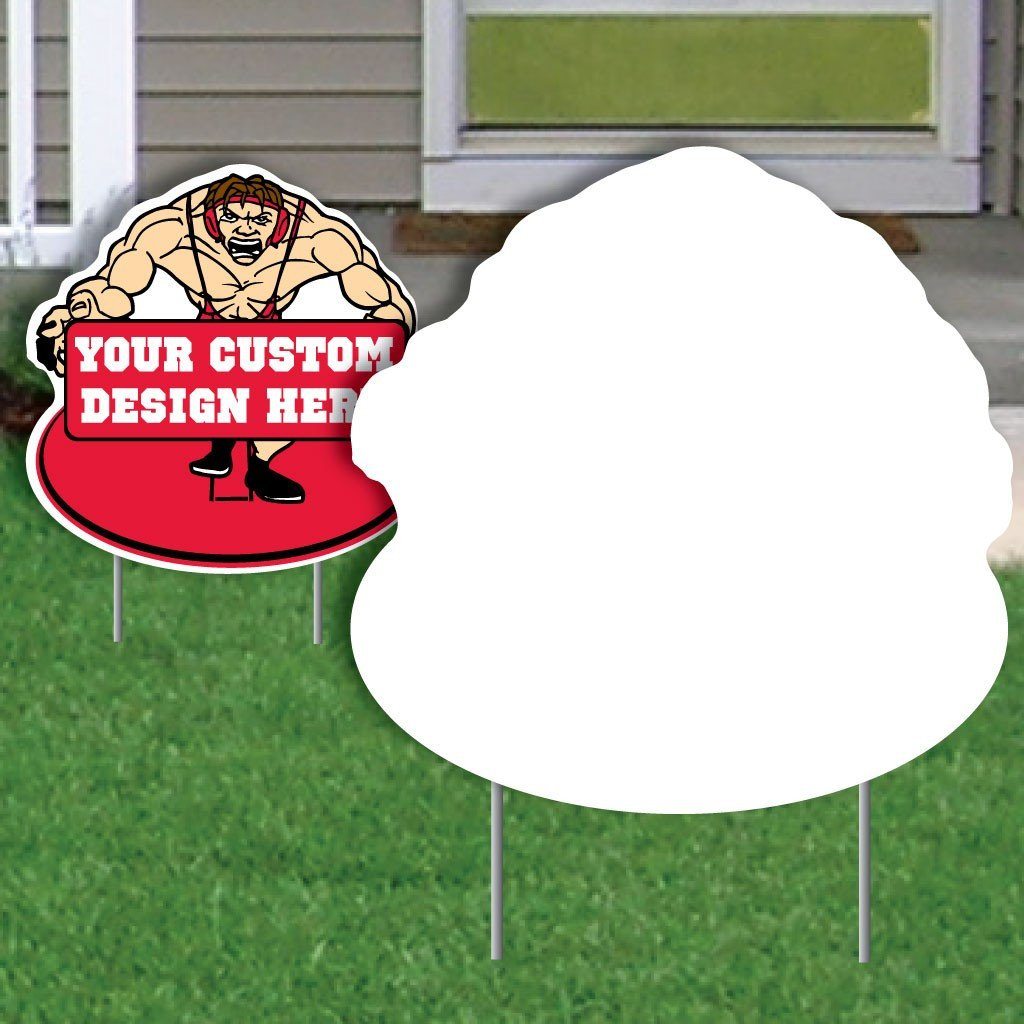 Wrestler with Banner 4 mil Corrugated Plastic Yard Sign Blank