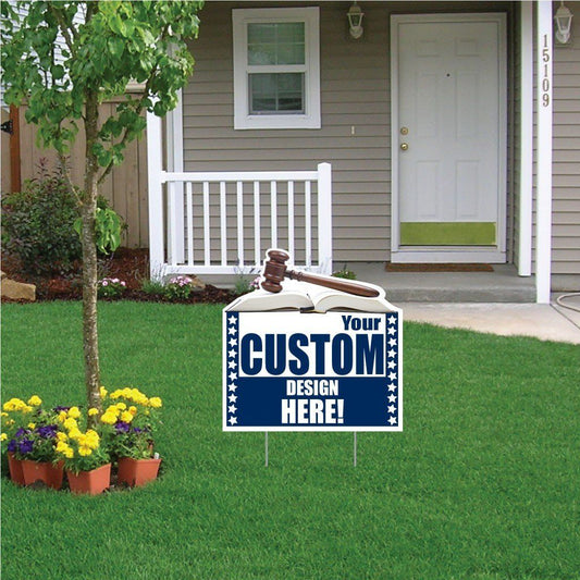 Gavel Shaped Yard Sign - 22" Corrugated Plastic Full Color One Sided