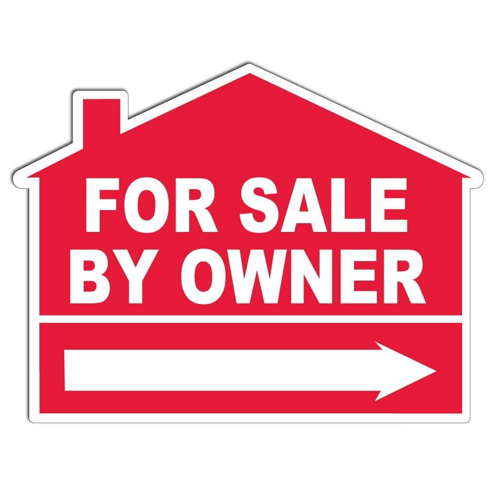 For Sale by Owner House Shaped Yard Sign with EZ Stakes - FREE SHIPPING