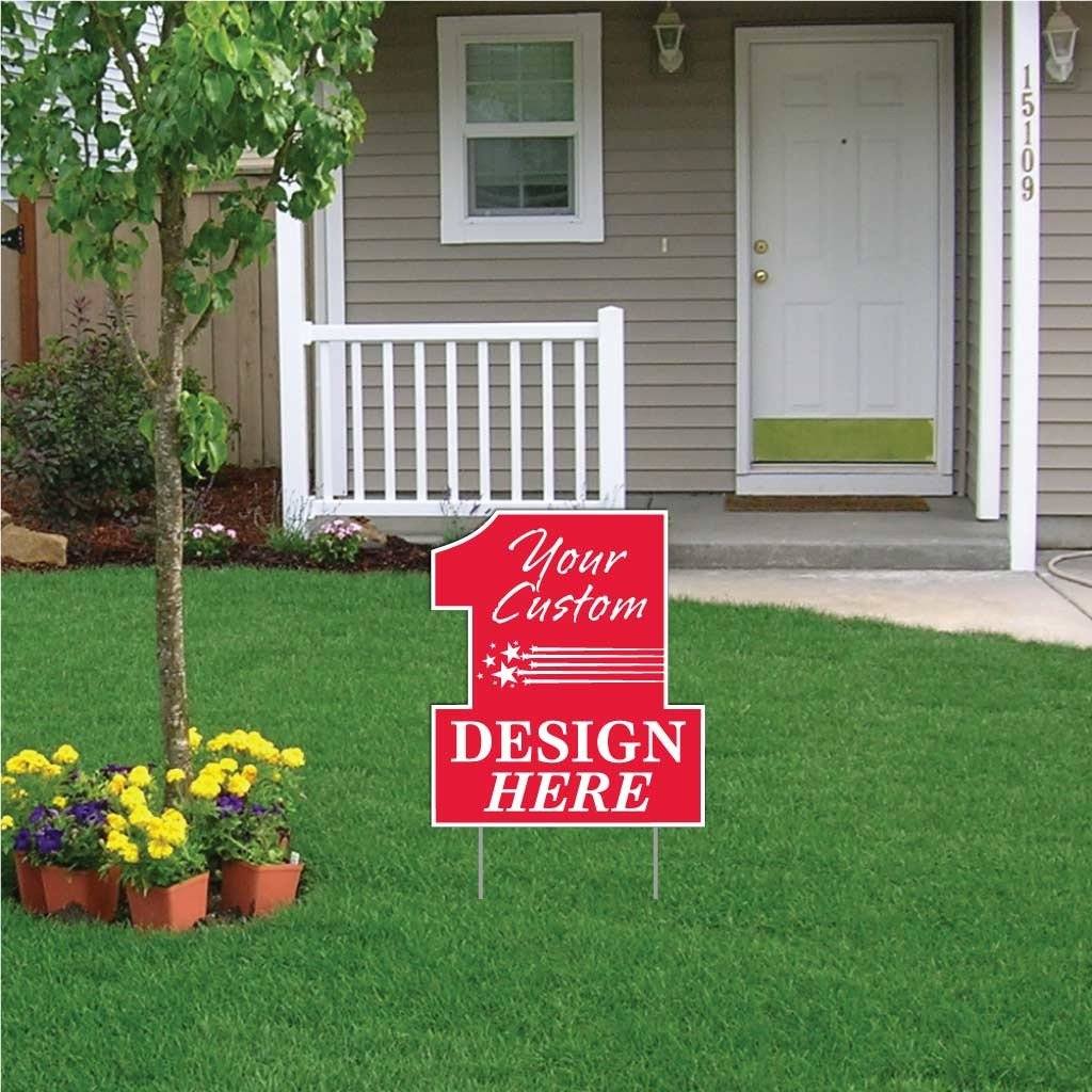 Number One Shaped Yard Sign - 22x22" Corrugated Plastic