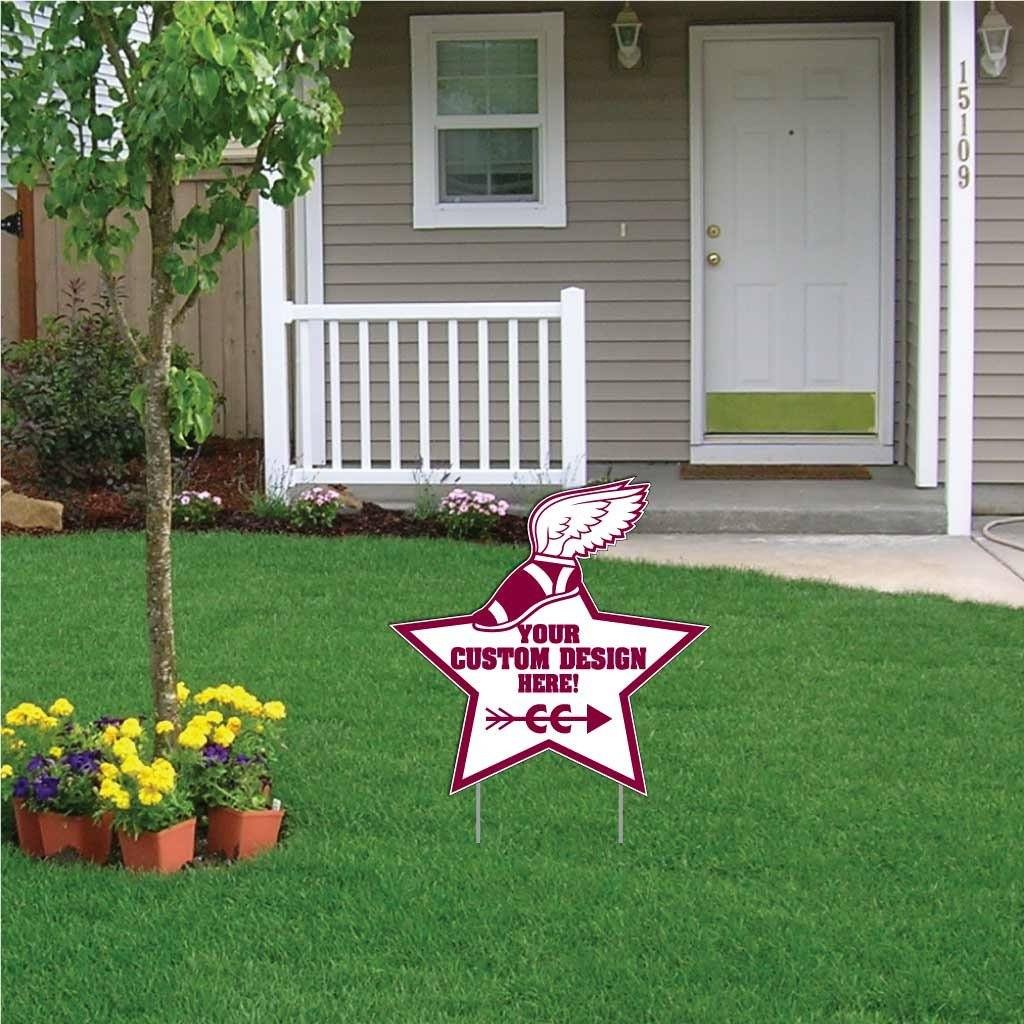 Star with Winged Shoe Yard Sign - 22x22" Corrugated Plastic