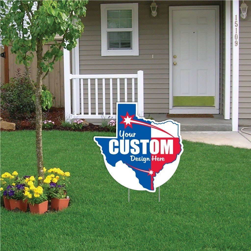 Texas State Shaped 22"x22" Corrugated Plastic Yard Sign