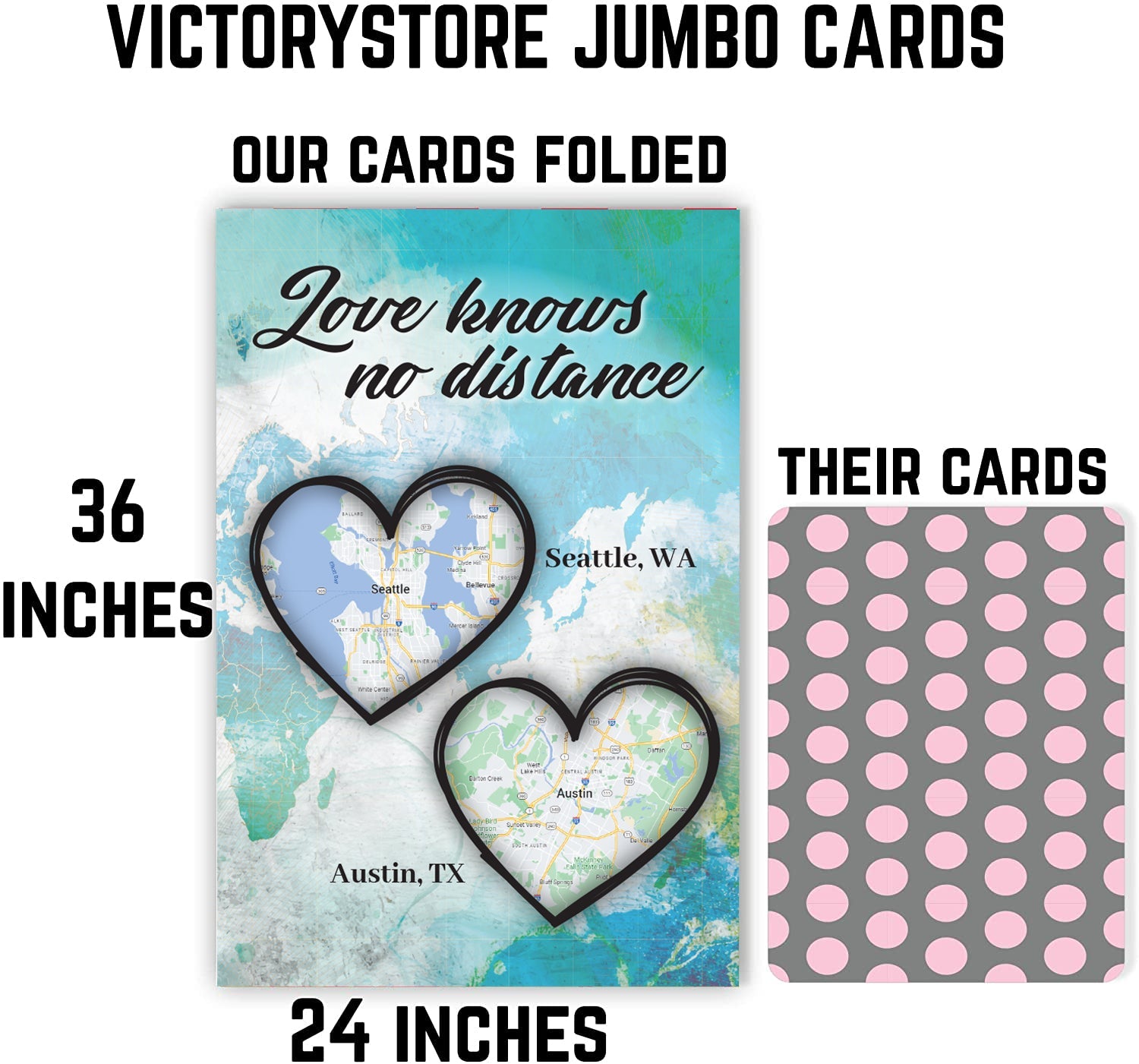 3' Custom Jumbo Love Knows No Distance Wedding Greeting Card