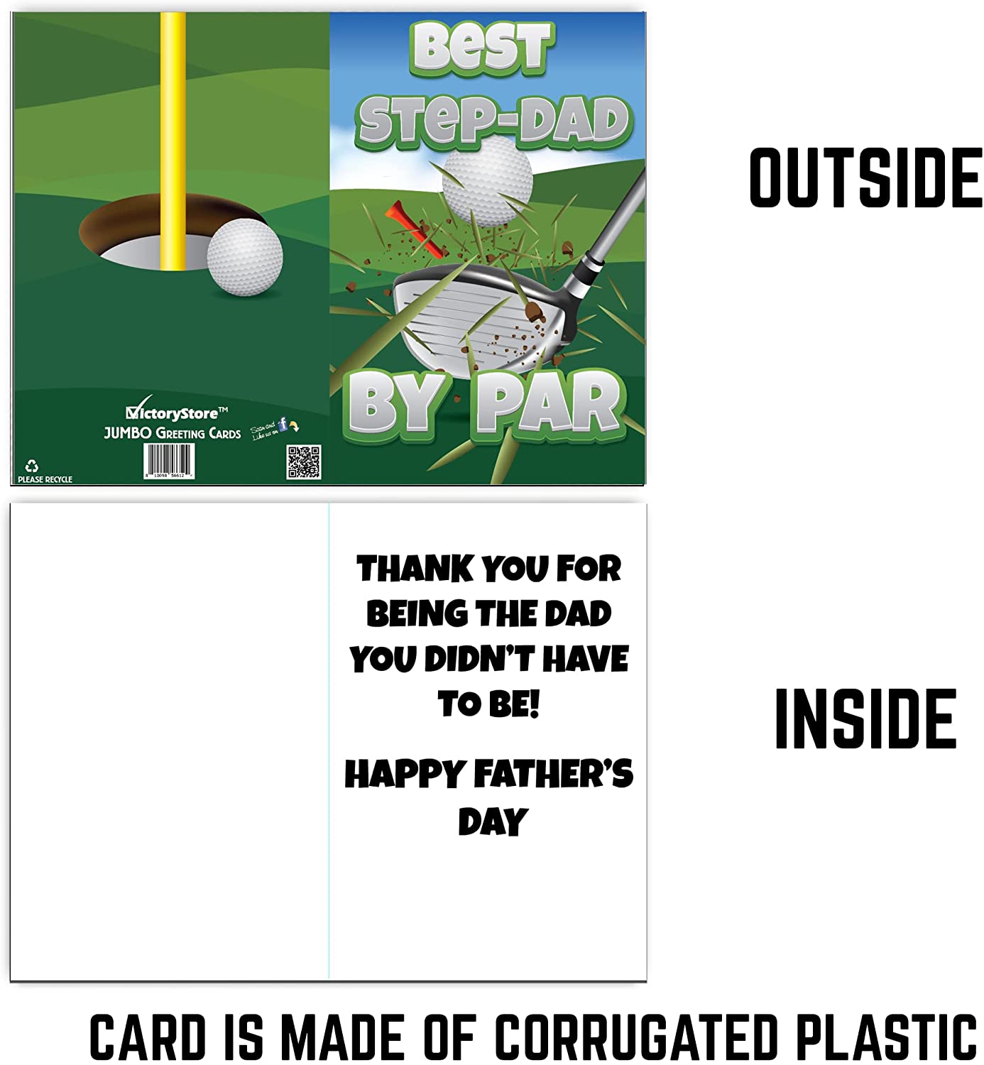 3' Jumbo Best Step-Dad By Par Step-Father's Day Card