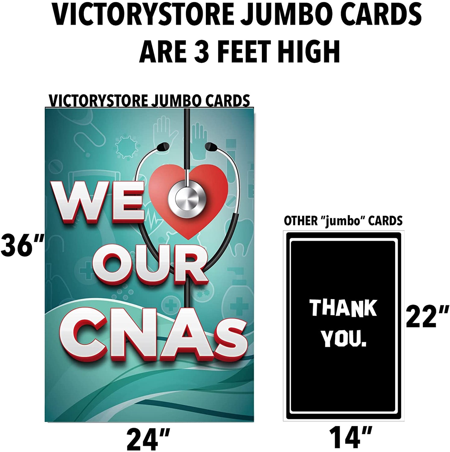3' Jumbo We Love Our CNAs Thank You Card