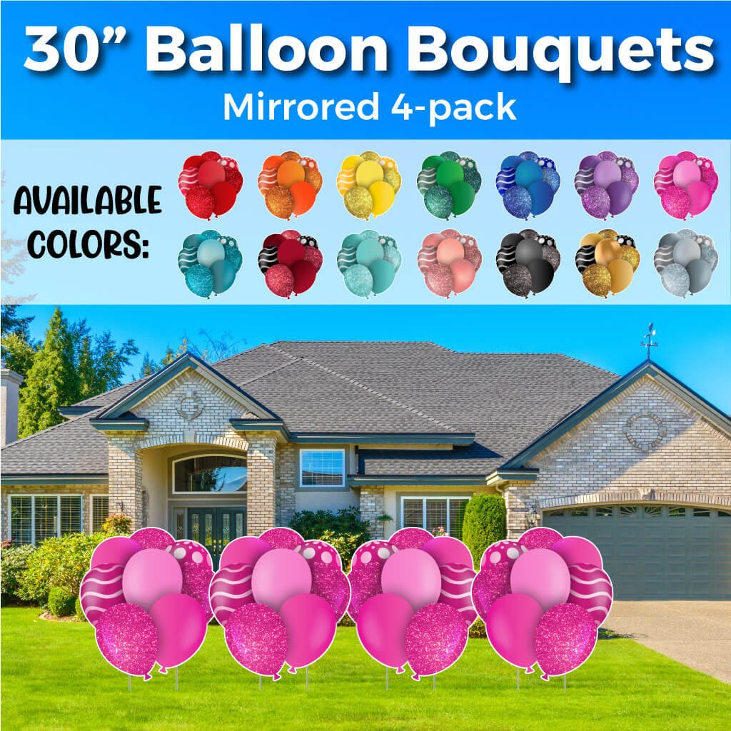 30" Balloon Bouquet Flair Set of 4 Signs for Yard Card Business