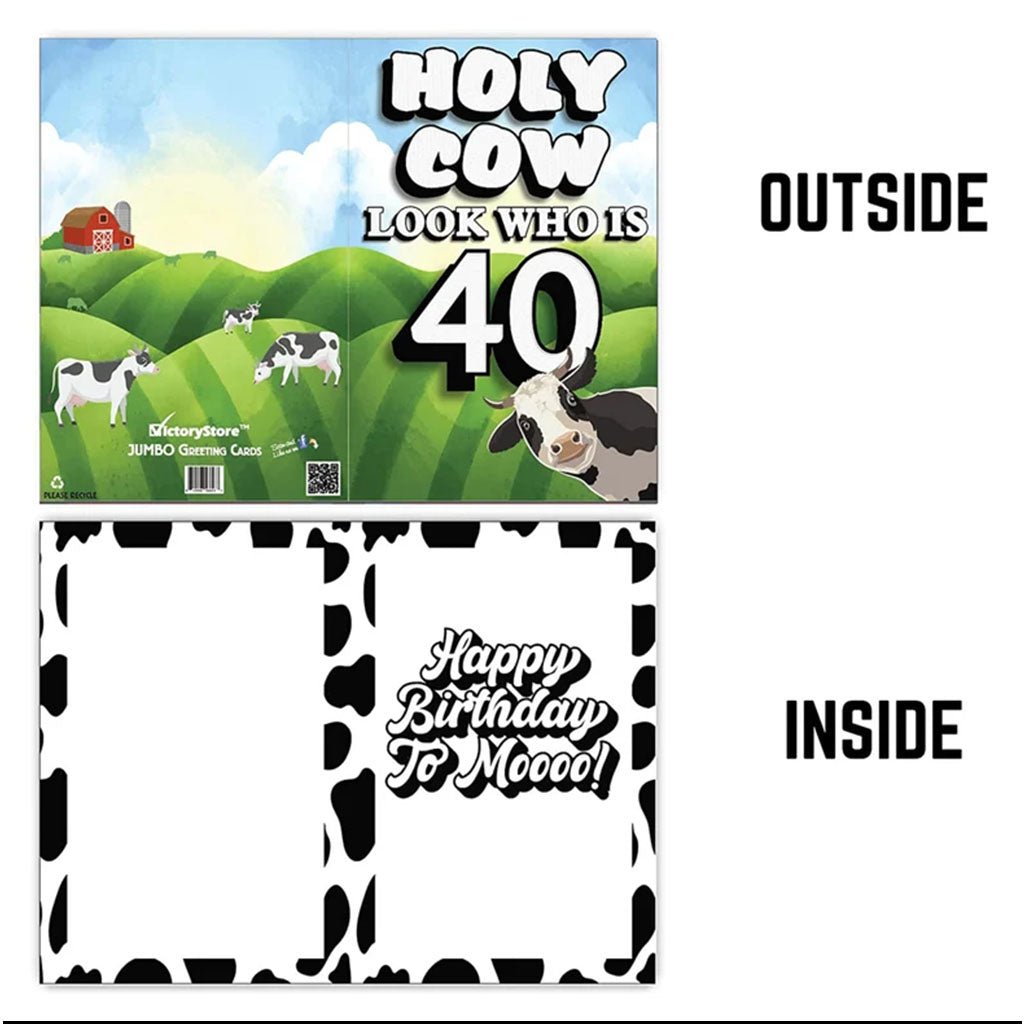 36" Jumbo Birthday Card - Holy Cow, Look Who Is 40