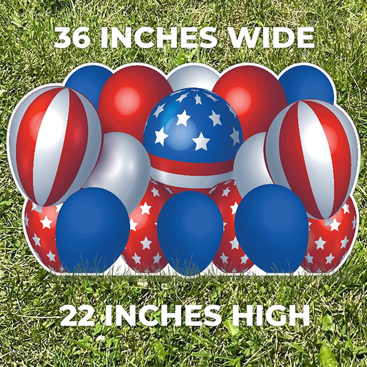36"x22" Patriotic Balloon Skirt Yard Signs Set of 4
