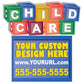 Child Care Blocks Over-the-top Yard Sign with Frame