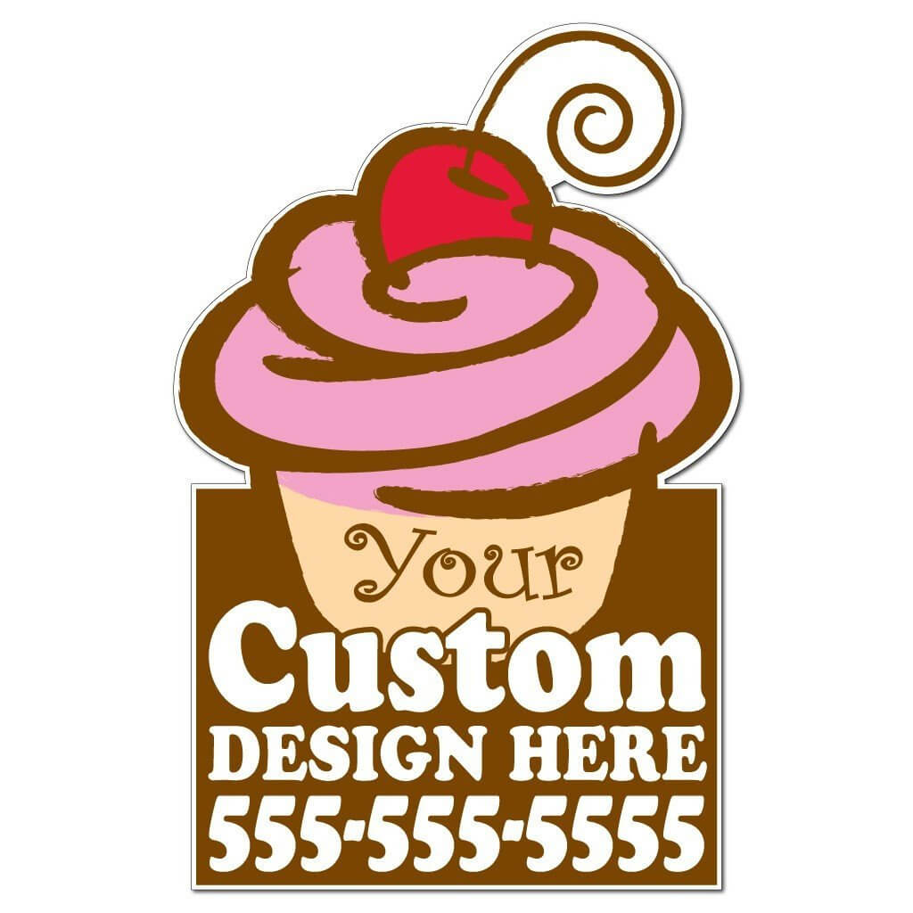 Cupcake Shaped Over-the-top Yard Sign with Frame