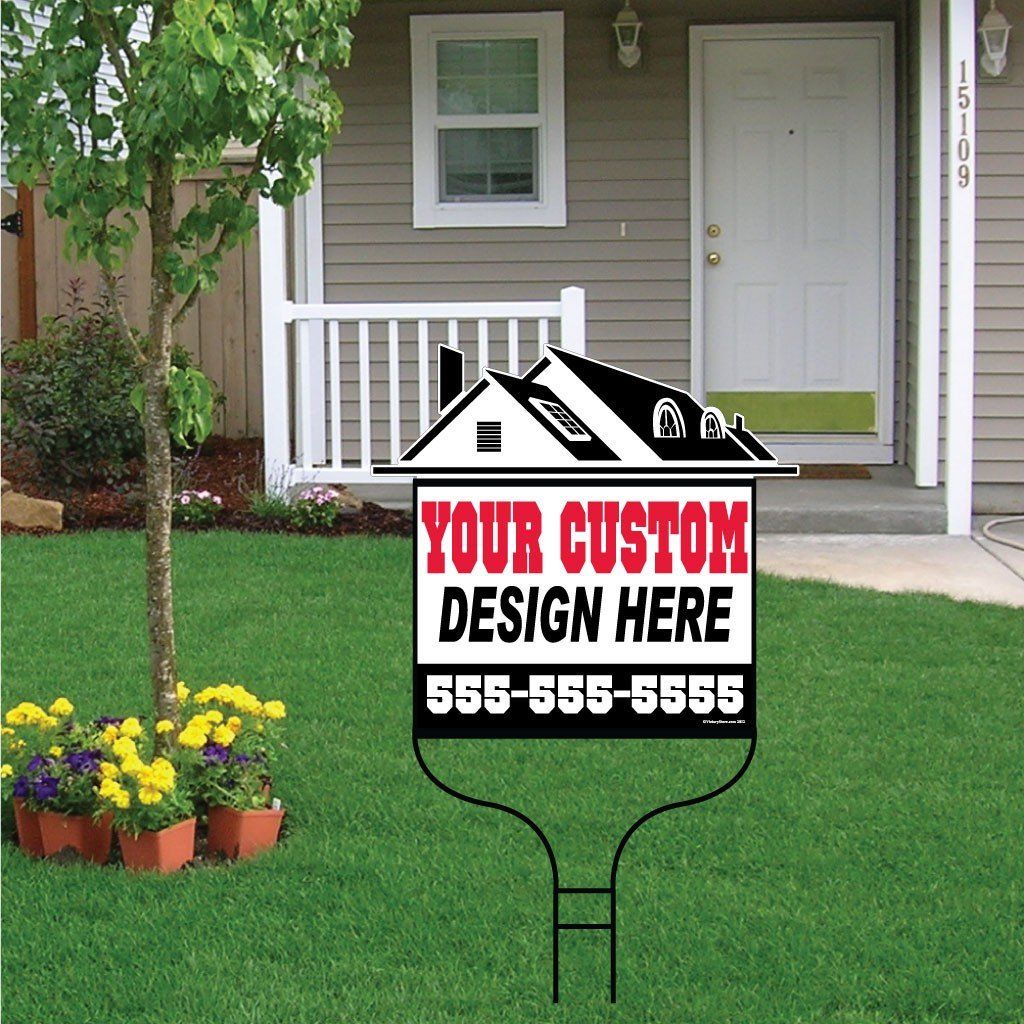 Sign Roof Custom Shaped Roofing Yard Sign with Frame | VictoryStore ...