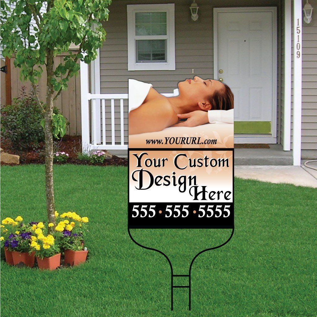 Massage Therapy Shaped Over-the-top Yard Sign with Frame - Woman #2