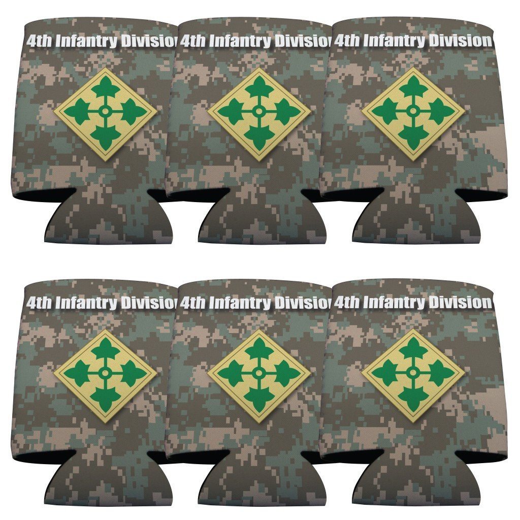Military 4th Infantry Division Can Cooler Set of 6 - 6 Designs - FREE SHIPPING