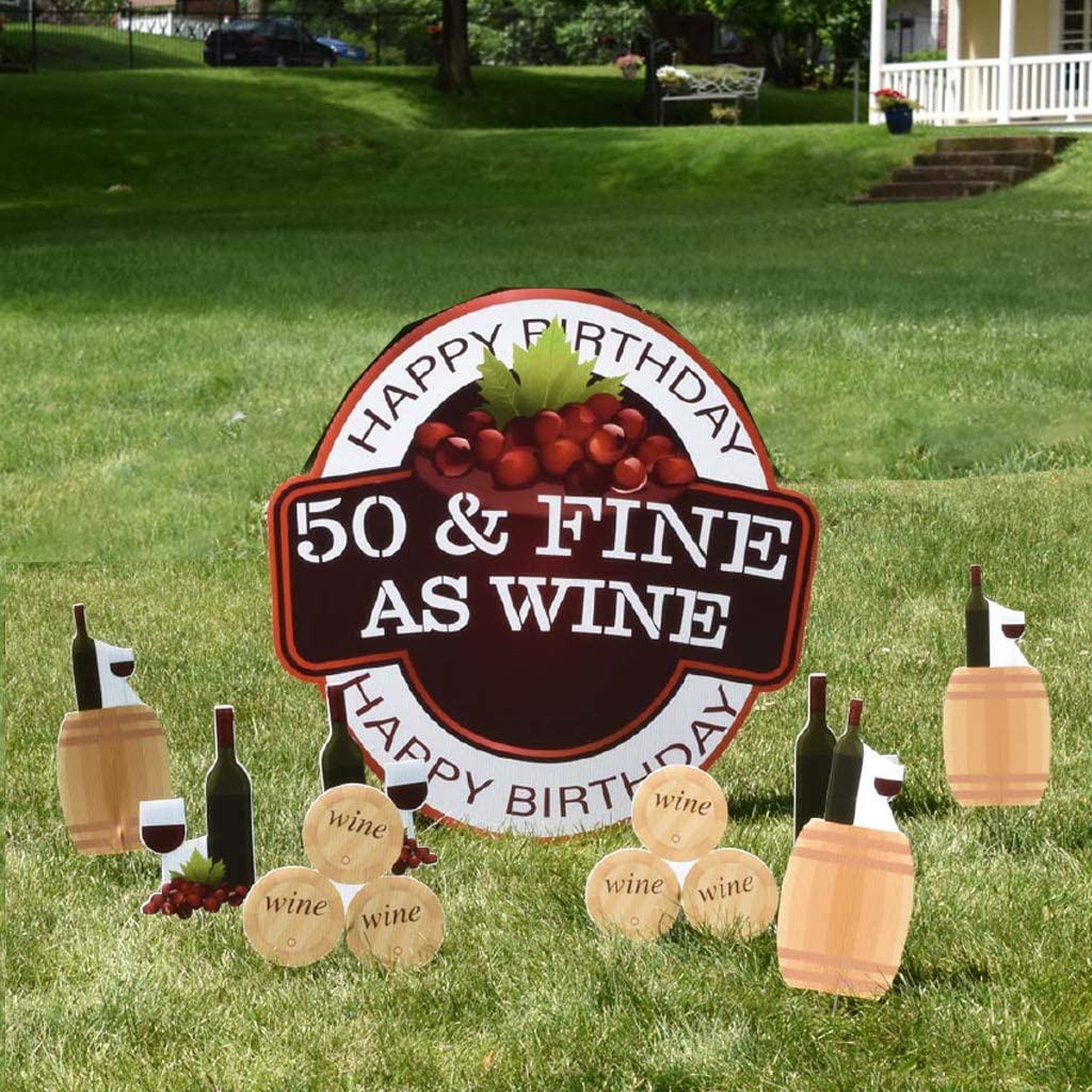 50 & Fine as Wine 50th Birthday Yard Card, 10 pcs