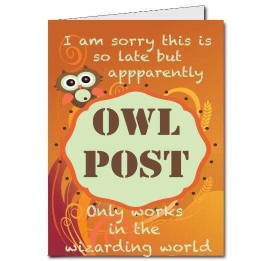 3' Stock Design Giant Belated Birthday Card - Owl Post Wizarding World