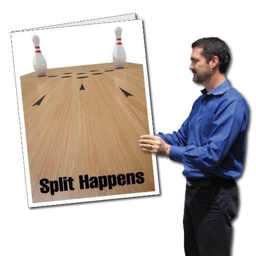 3' Stock Design Giant Birthday Card with Envelope - Bowling "Split Happens"