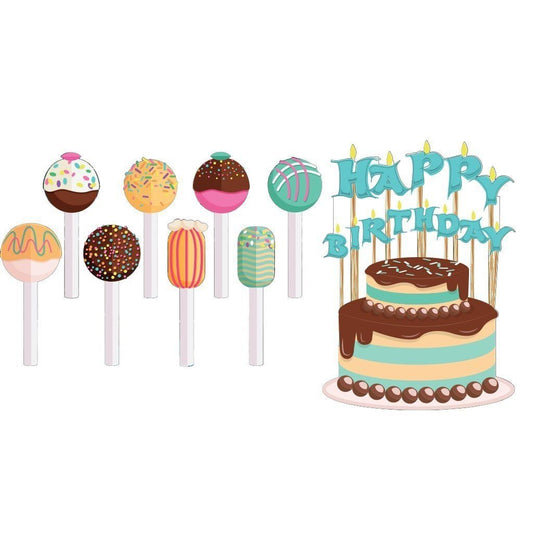 Happy Birthday Pathway Markers - Cake and Cake Pops Yard Decorations - FREE SHIPPING