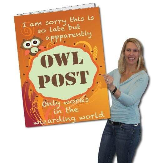3' Stock Design Giant Belated Birthday Card - Owl Post Wizarding World