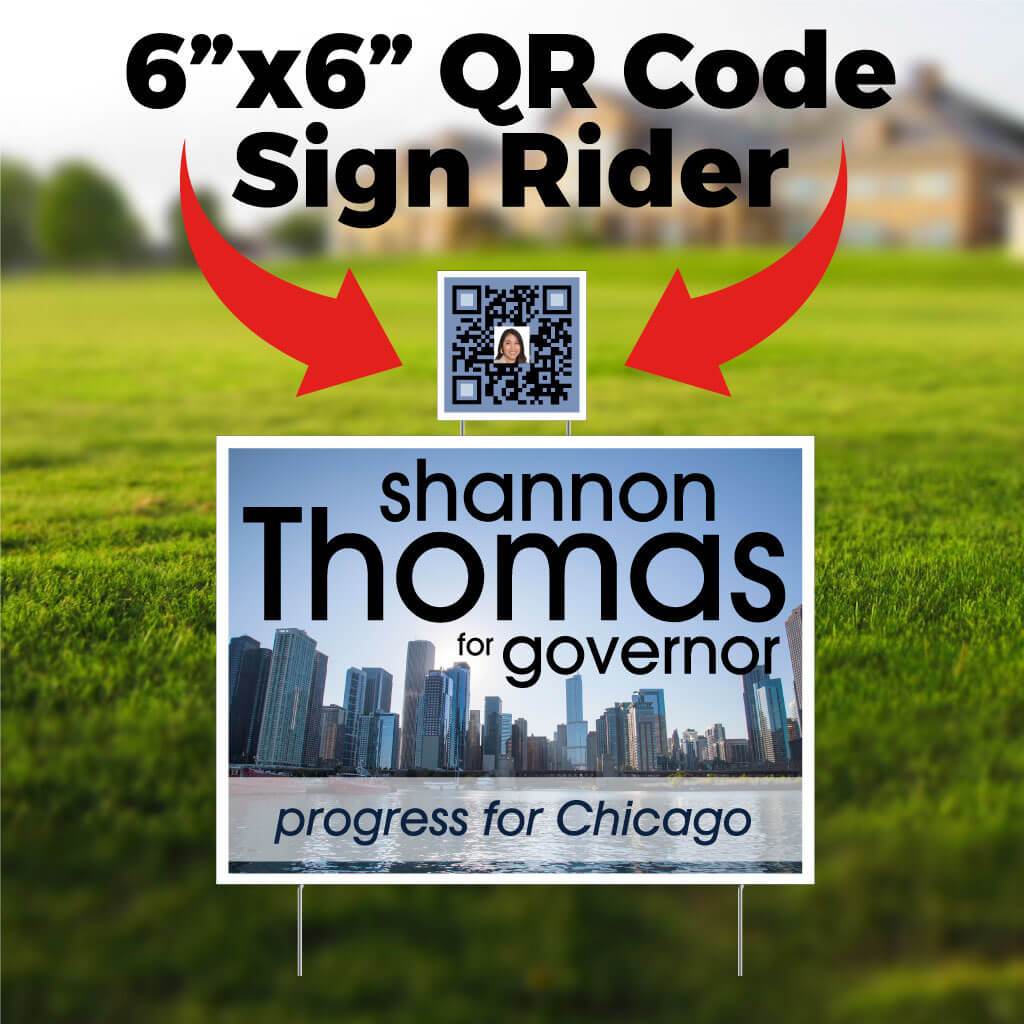 6"x6" QR Code Sign Rider for Political Yard Signs