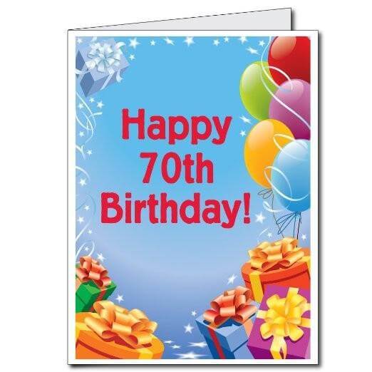 3' Stock Design Giant 70th Birthday Card w/Envelope - Presents and Balloons