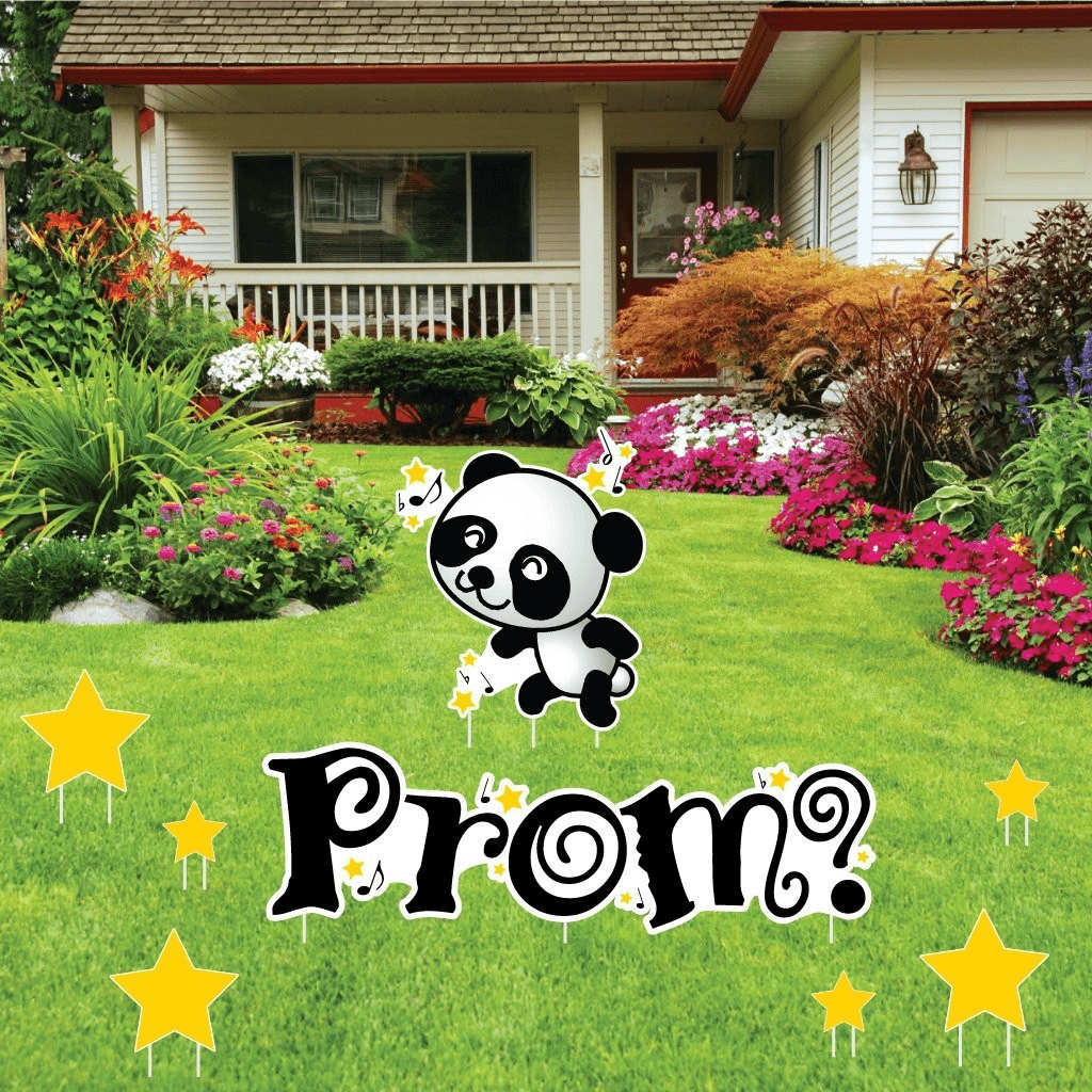 Promposal - Yard Decoration - Dancing Panda with Stars and Music Notes - FREE SHIPPING