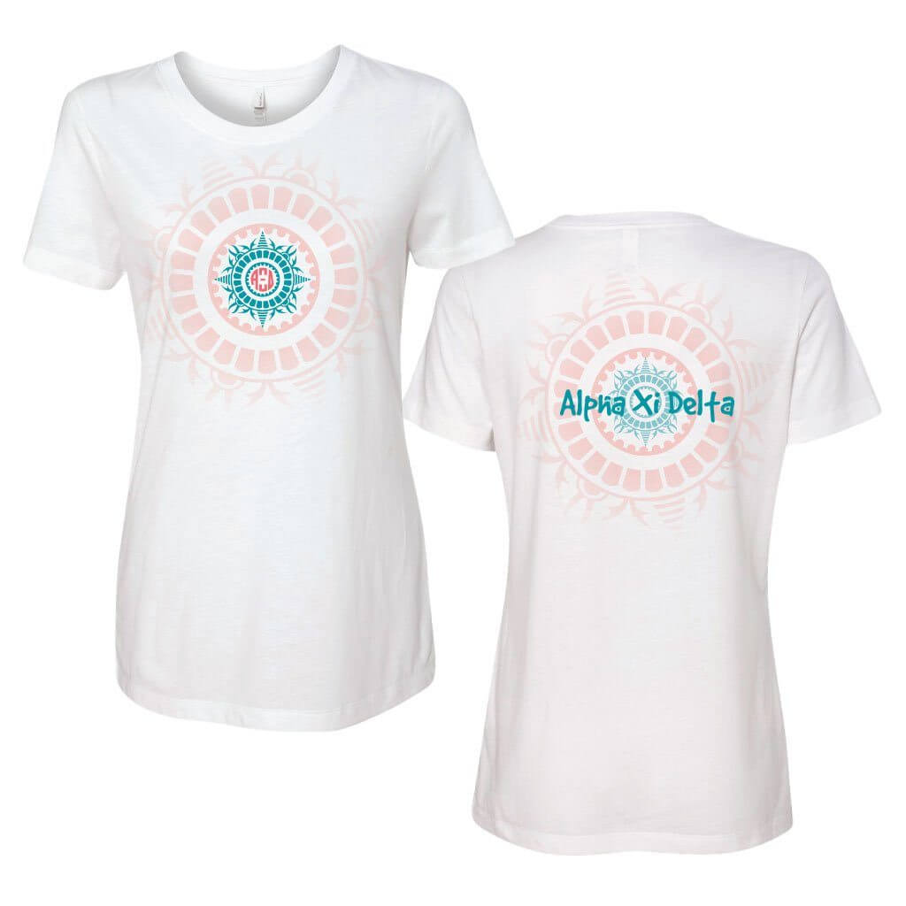 Alpha Xi Delta Full Tribal Monogram Fitted Crew T-shirt - FREE SHIPPING