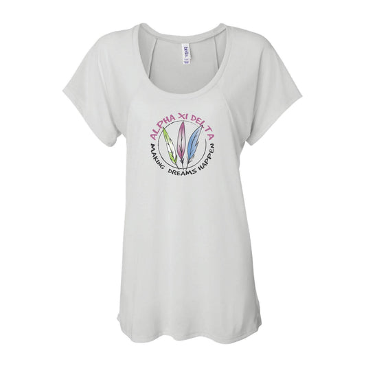 Alpha Xi Delta Women's Raglan T-shirt - Feather Dream Catcher - FREE SHIPPING