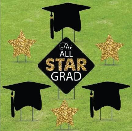 All Star Grad Gold Graduation yard decorations