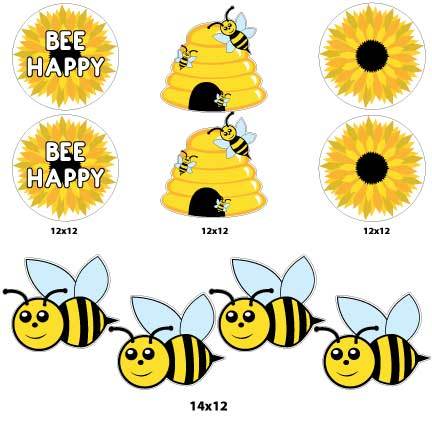 Bee Happy Honey Bee Yard Signs & Decorations Pathway Markers - FREE SHIPPING