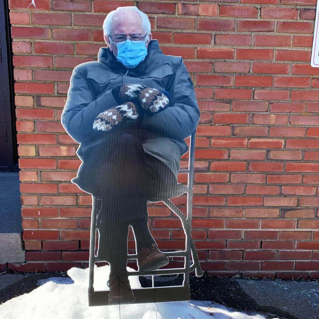 Bernie in a Chair yard sign