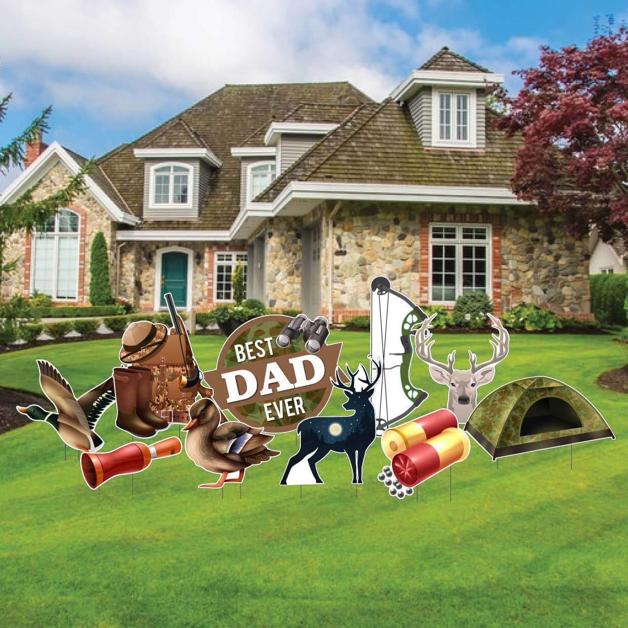 hunting theme father's day yard card